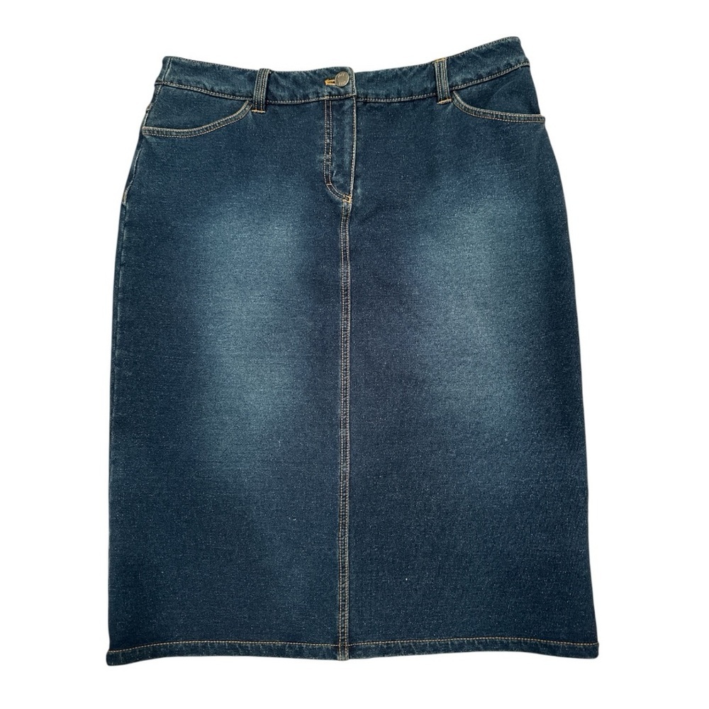 J. Jill Blue Cotton Mini Skirt Stretchy Neutral Versatile Spring Summer Sz 8